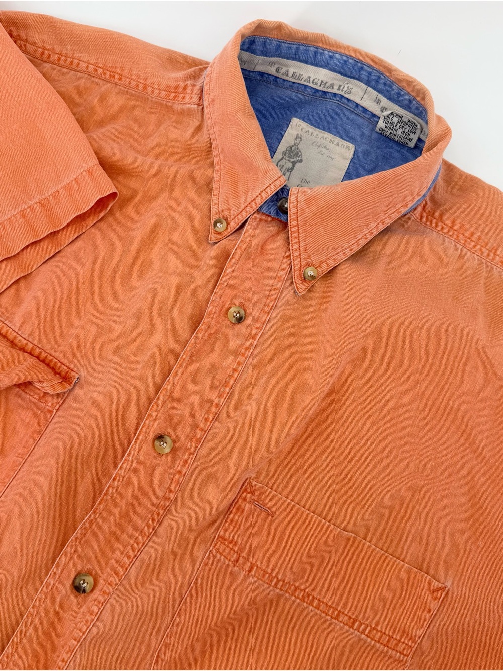 Vintage JP Callaghans Outfitters The Connoisseur Twill Shirt Mens XL Orange